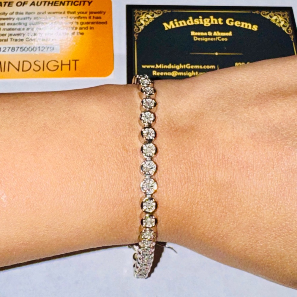 1cttw natural diamond tennis bracelet, Genuine real diamond bracelet unisex gift